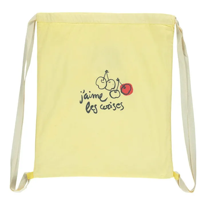 Cherries Linen Sports Bag | Pale yellow- Product image n°0