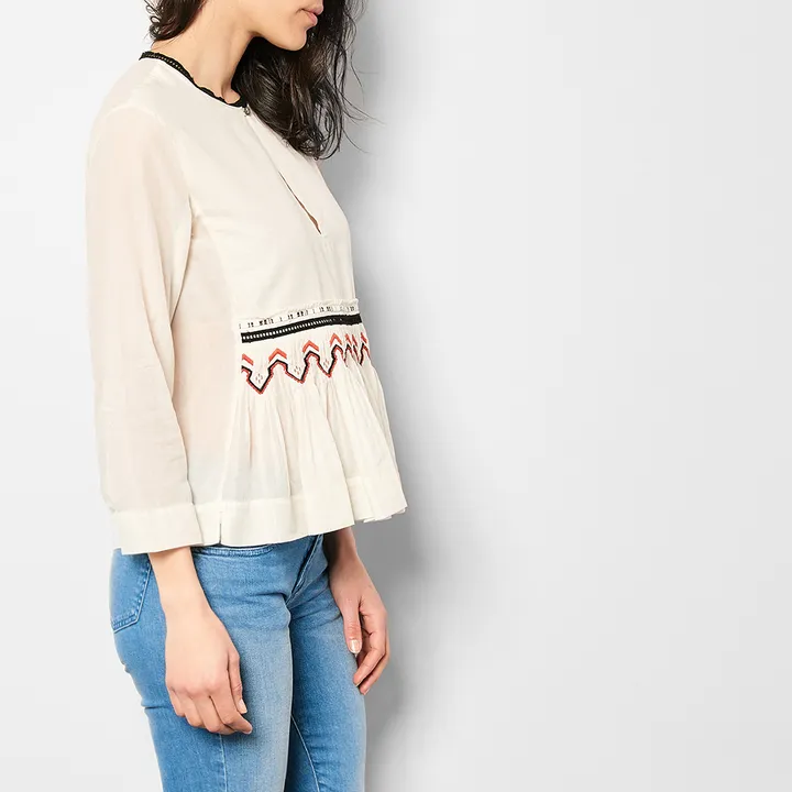 Cotton Embroidered Blouse | Ecru- Product image n°5
