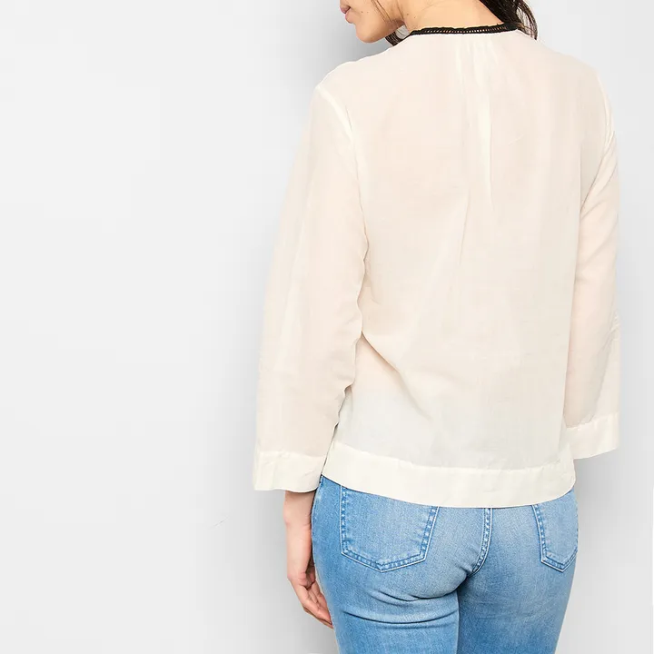 Cotton Embroidered Blouse | Ecru- Product image n°6