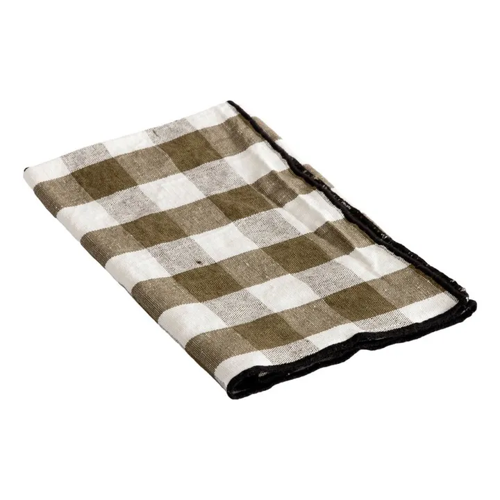 Serviette Bourdon noir toile mimi | Vichy Kaki- Image produit n°0