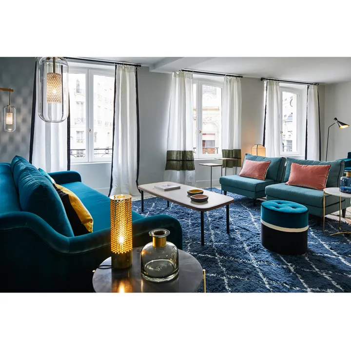 Léo Velvet Pouffe | Sarah Blue- Product image n°1