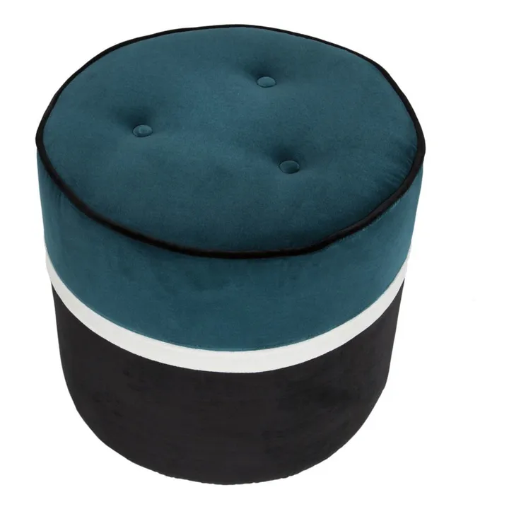 Pouf Léo en velours | Bleu Sarah- Image produit n°2