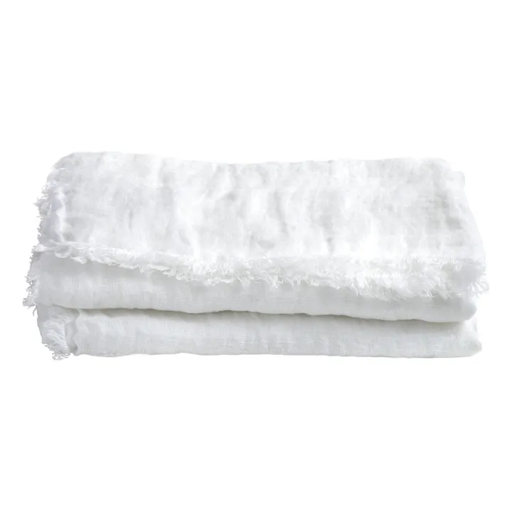 Rideau Vice Versa frangé en gaze de Lin lavé | Blanc- Image produit n°0