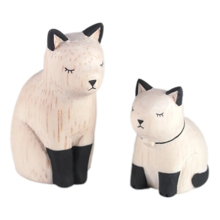 Siamese Cat Wooden Figurines - Set of 2- Product image n°0
