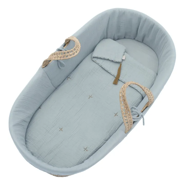Organic cotton Bedding Set for Moses Basket | Sweet Blue S046- Product image n°1