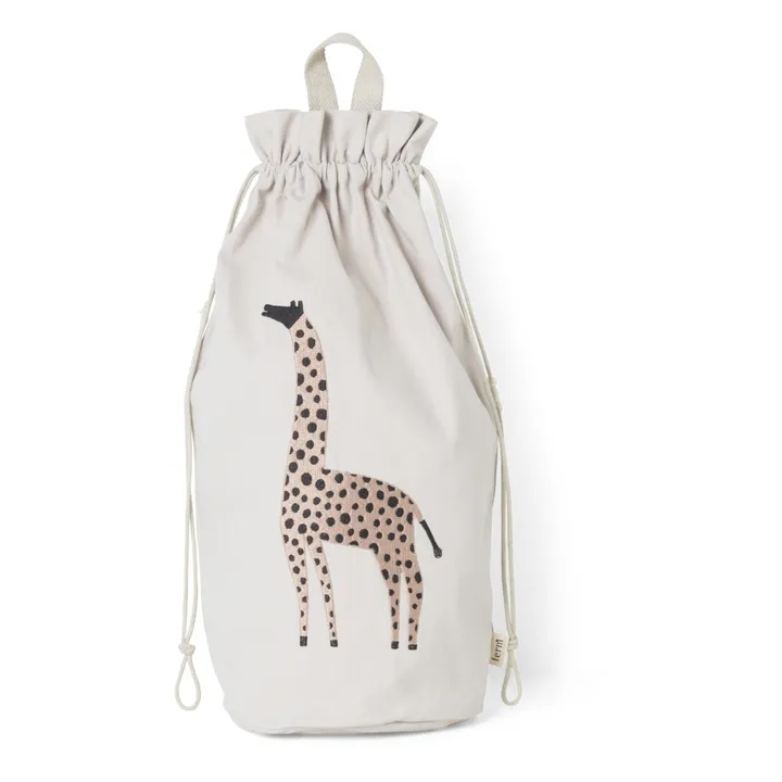 Sac de rangement en coton bio Girafe | Ecru- Image produit n°0