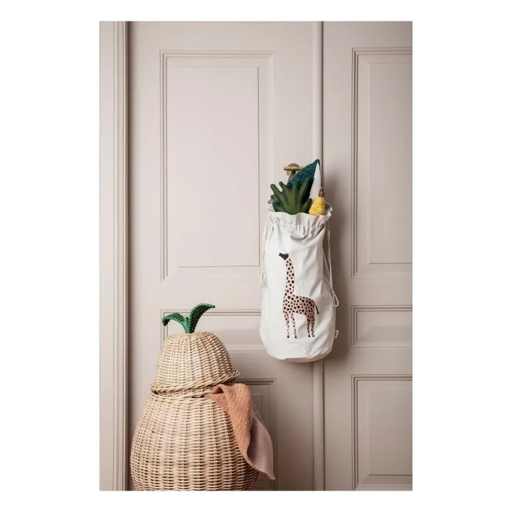 Sac de rangement en coton bio Girafe | Ecru- Image produit n°1