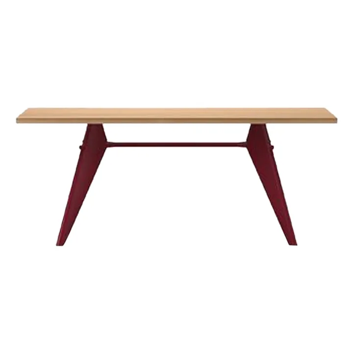 Table EM - piètement Rouge Japonais - Jean Prouvé | Chêne- Image produit n°0