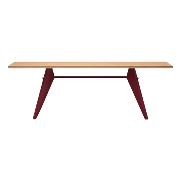 Table EM - piètement Rouge Japonais - Jean Prouvé | Chêne- Image produit n°2