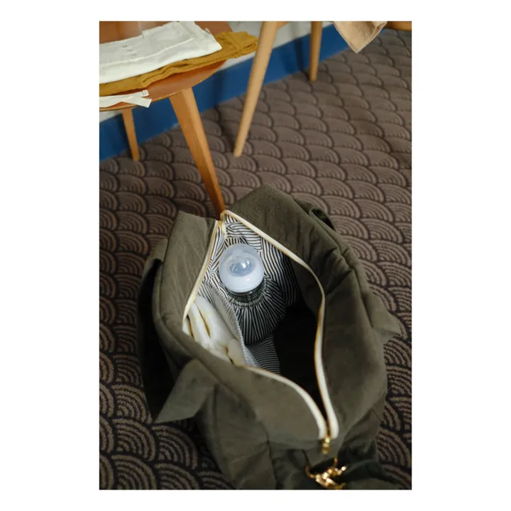 Sac à langer Darcy en coton recyclé | Vert kaki- Image produit n°4