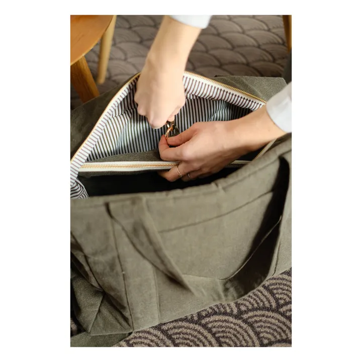 Sac à langer Darcy en coton recyclé | Vert kaki- Image produit n°6