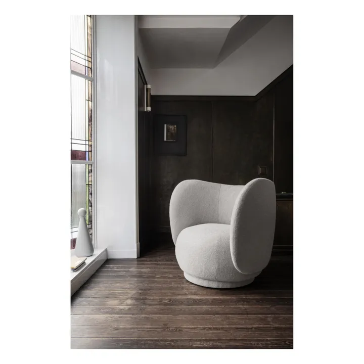 Fauteuil en tissu bouclé Rico | Crème- Image produit n°1