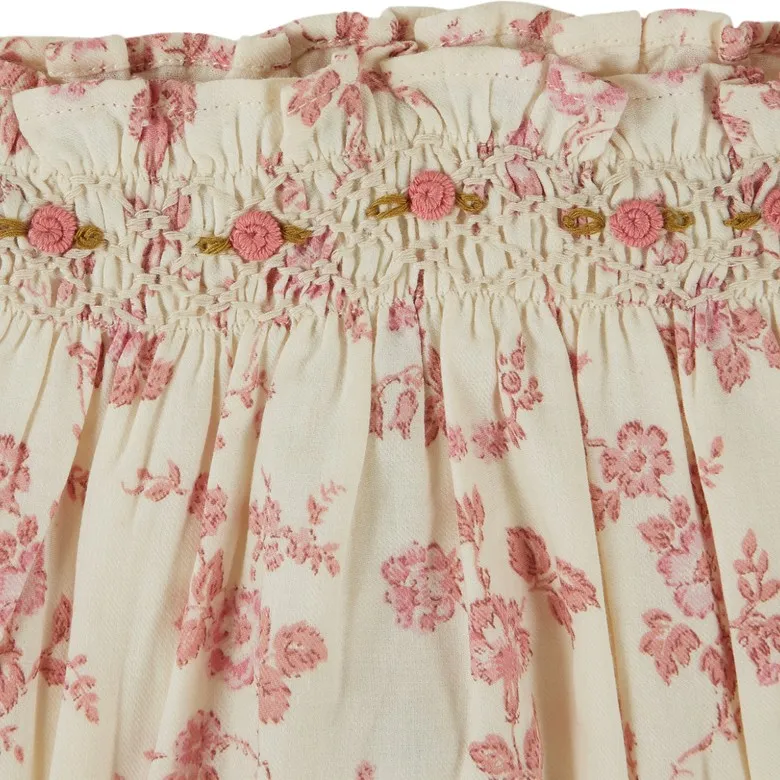 Bloomer Smocké Fleuri Coton Bio | Ecru- Image produit n°1