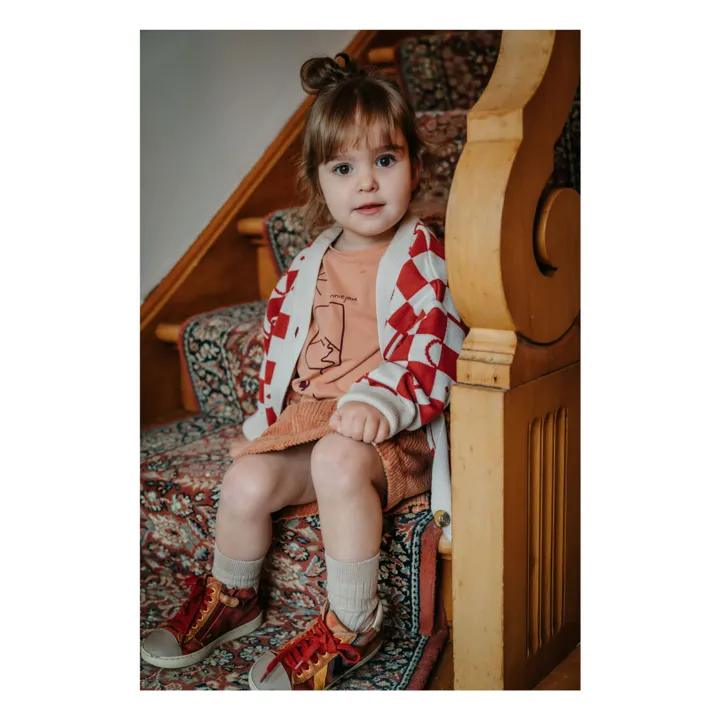 Karierte Strickjacke | Orange- Produktbild Nr. 1