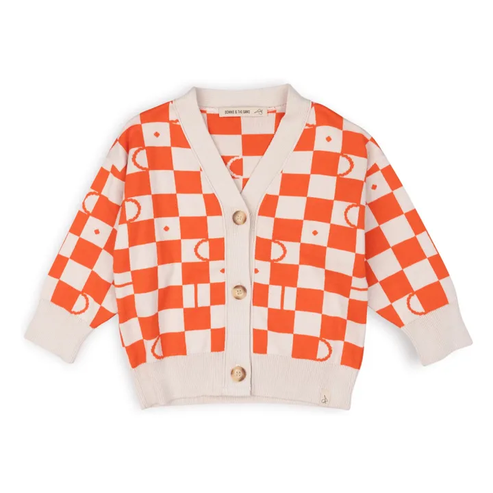 Karierte Strickjacke | Orange- Produktbild Nr. 0