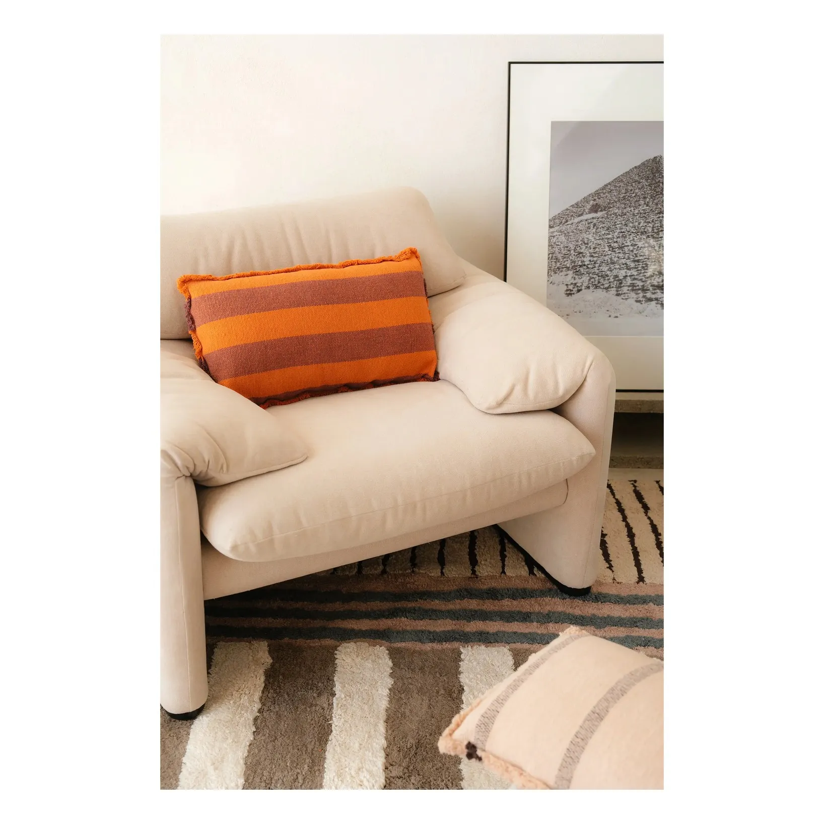 Coussin Rectangulaire Lines | Orange- Image produit n°1
