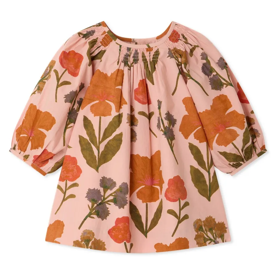 Robe Muce Fleurs Coton Bio | Rose pêche- Image produit n°0