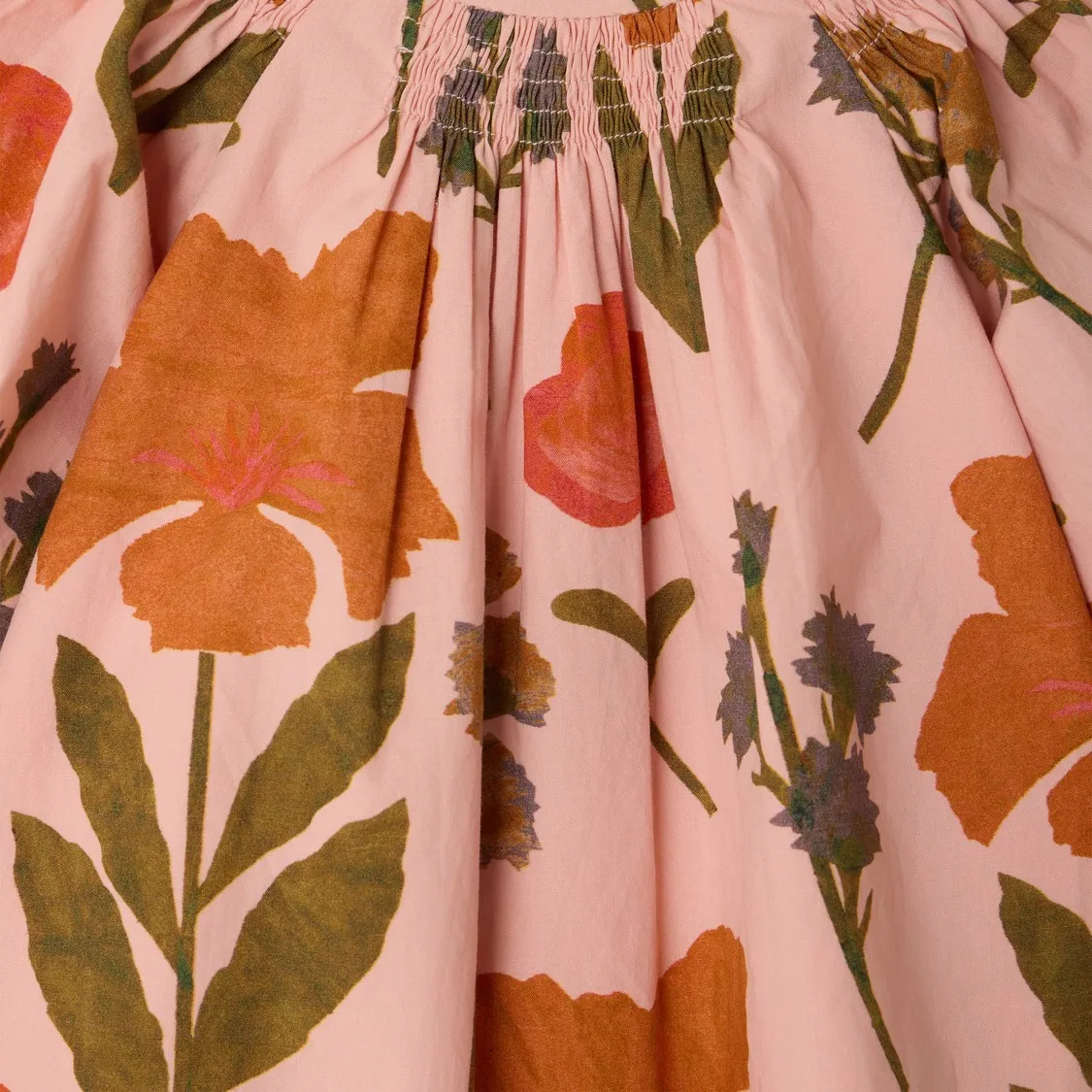 Robe Muce Fleurs Coton Bio | Rose pêche- Image produit n°1