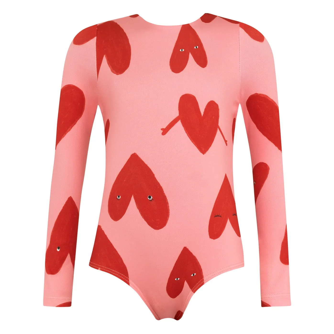 Maillot de Bain Manches Longues Cœurs | Rose- Image produit n°0