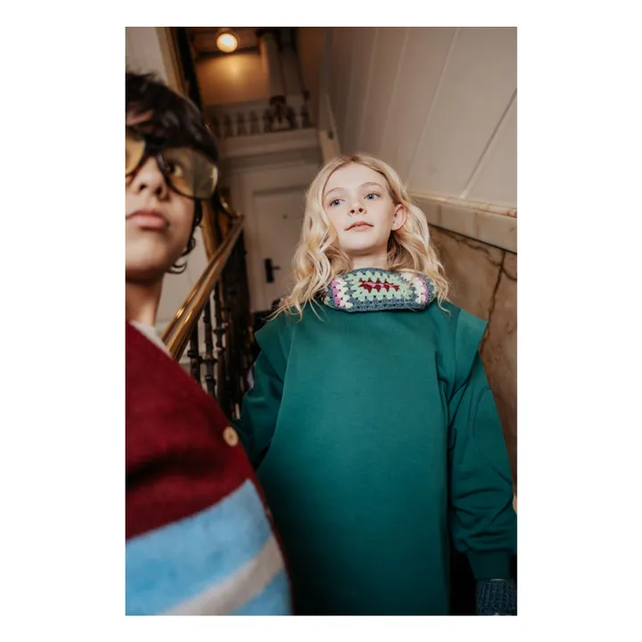 Robe Molleton Volants | Vert- Image produit n°1