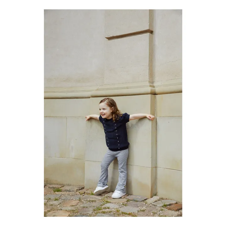 Pantalon Flare Rayé | Bleu marine- Image produit n°1