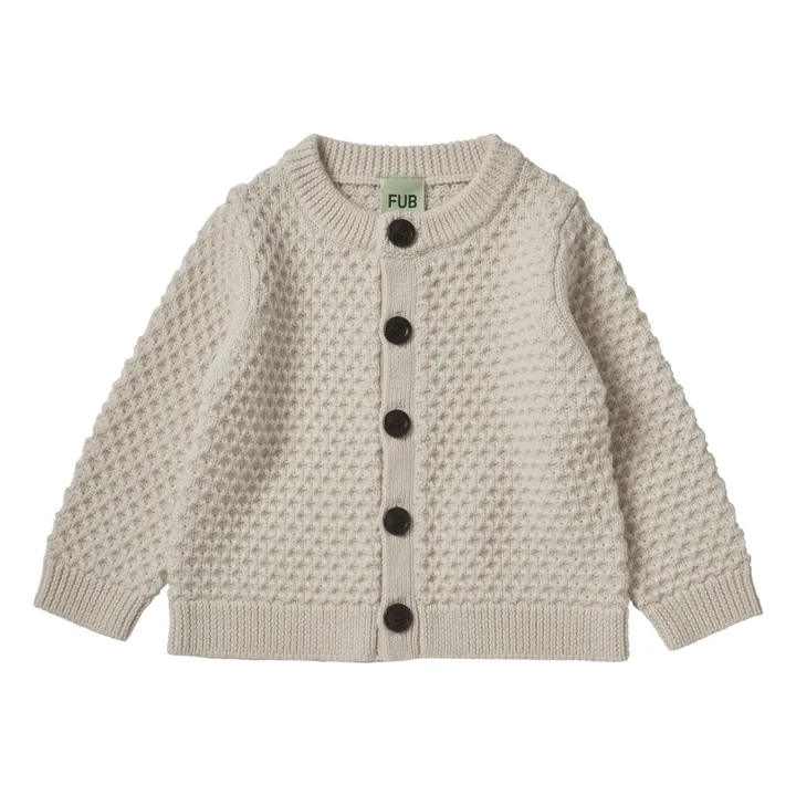 Baby Merino Wool Structure Cardigan | Ecru- Product image n°0