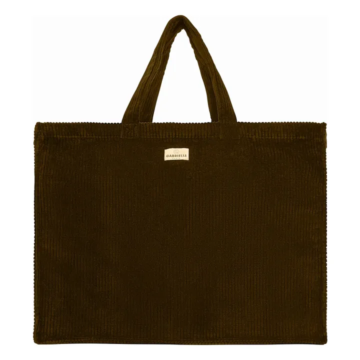 Sac Week-end en velours côtelé | Vert olive- Image produit n°0
