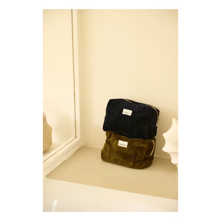 Corduroy toiletry bag | Olive green- Product image n°1