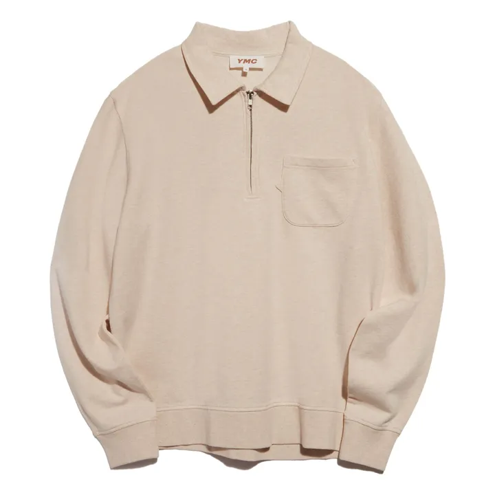 Felpa con zip in cotone organico Sugden | Ecru- Immagine del prodotto n°0