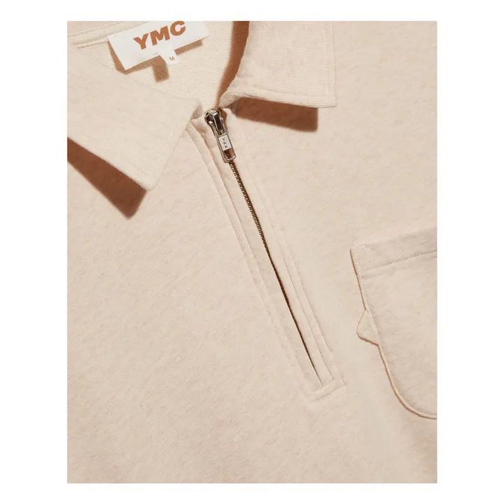 Felpa con zip in cotone organico Sugden | Ecru- Immagine del prodotto n°1