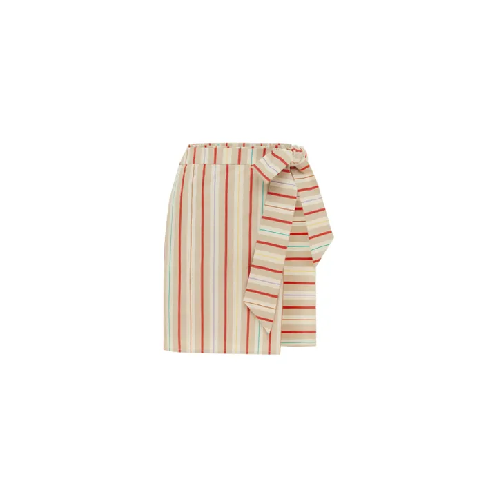 Jupe Portefeuille Zuri Rayures Lin | Beige- Image produit n°0