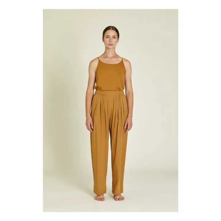 Pantalon à Pinces Popeline de Coton Bio | Camel- Image produit n°1