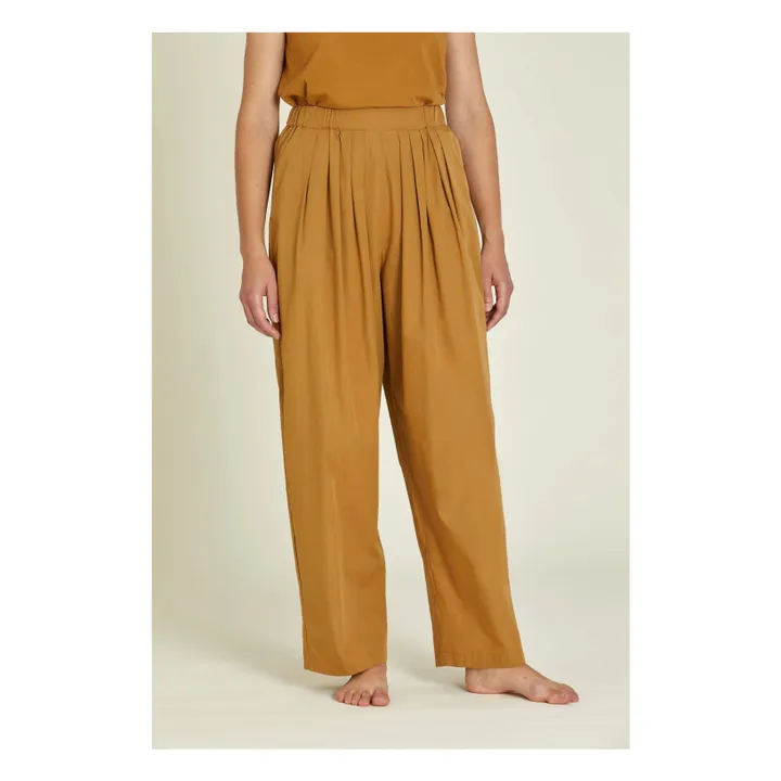 Pantalon à Pinces Popeline de Coton Bio | Camel- Image produit n°0
