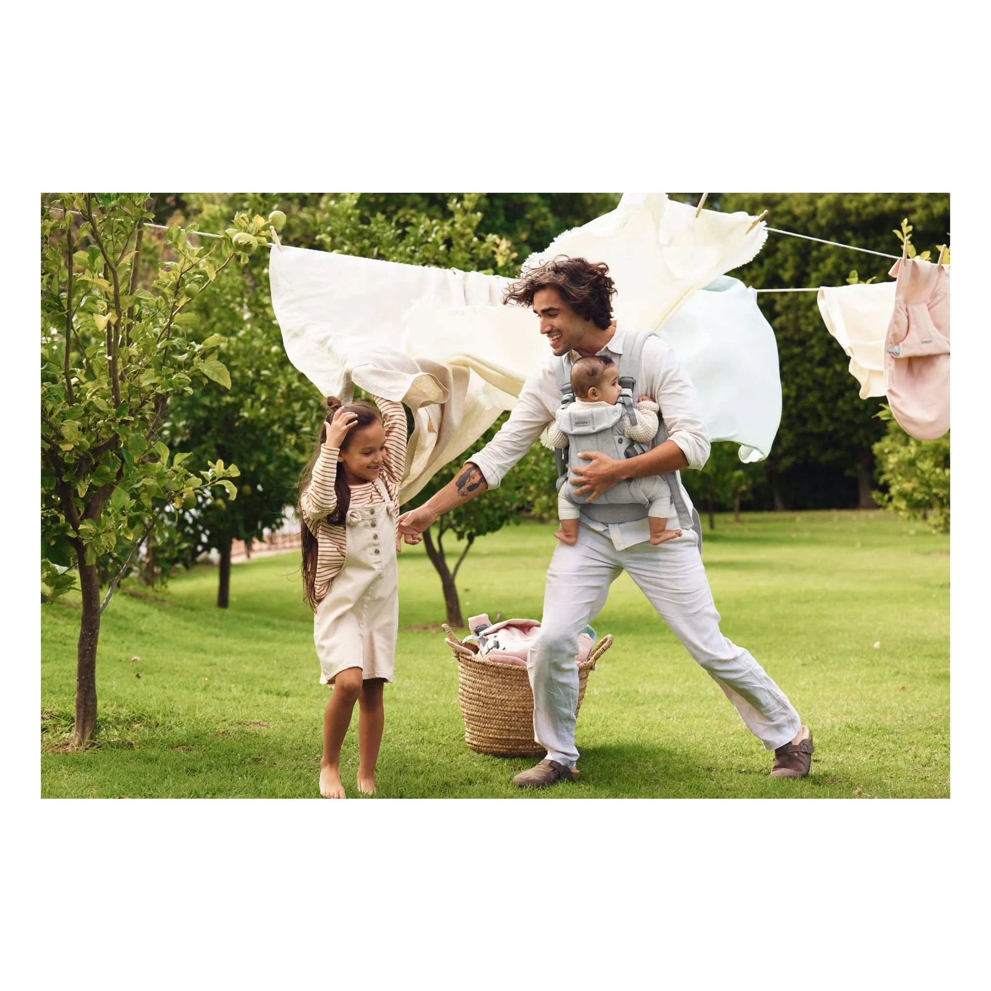 Porte-bébé Harmony en jersey tissé chiné | Gris clair- Image produit n°2