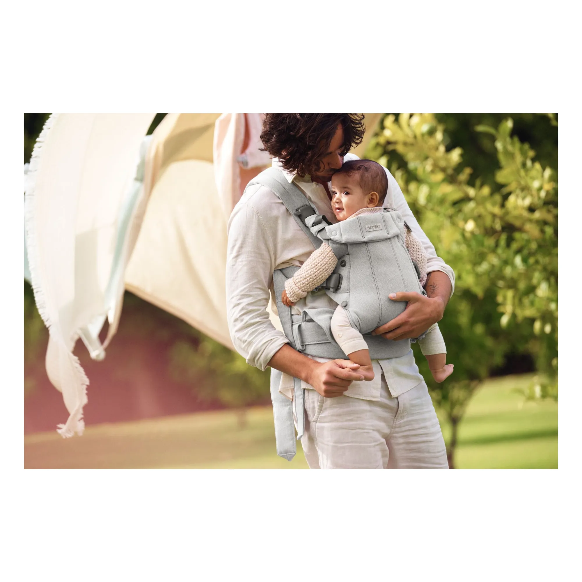 Porte-bébé Harmony en jersey tissé chiné | Gris clair- Image produit n°6