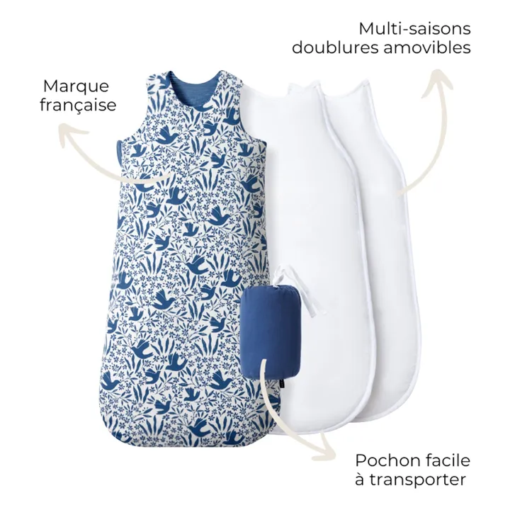 Gigoteuse multi-saisons réversible Oiseaux | Bleu marine- Image produit n°2