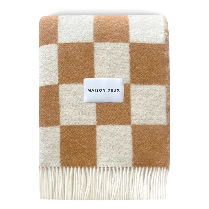 Plaid en laine Damier | Blanc cassé- Image produit n°0