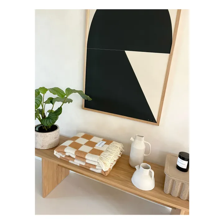 Plaid en laine Damier | Blanc cassé- Image produit n°1