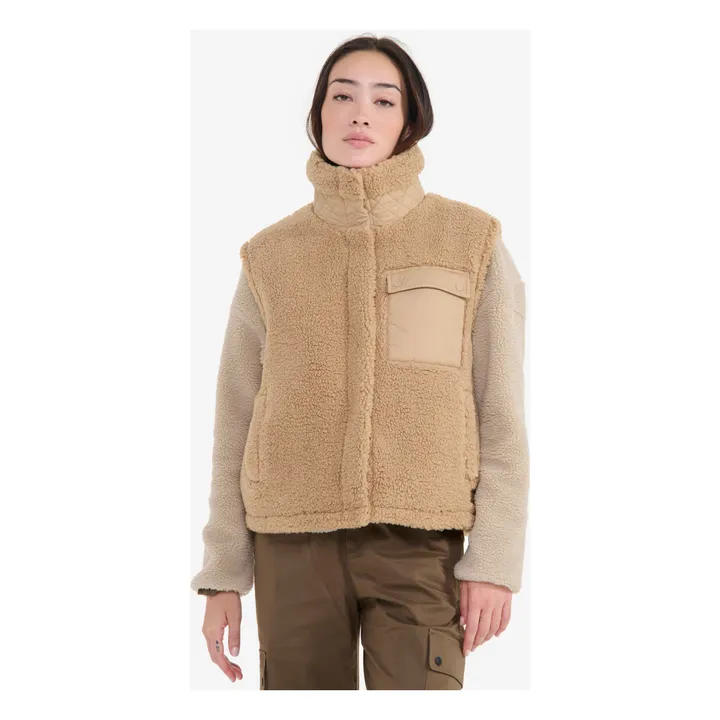 Chaqueta sin mangas Sherpa Fibras Recicladas | Beige- Imagen del producto n°0
