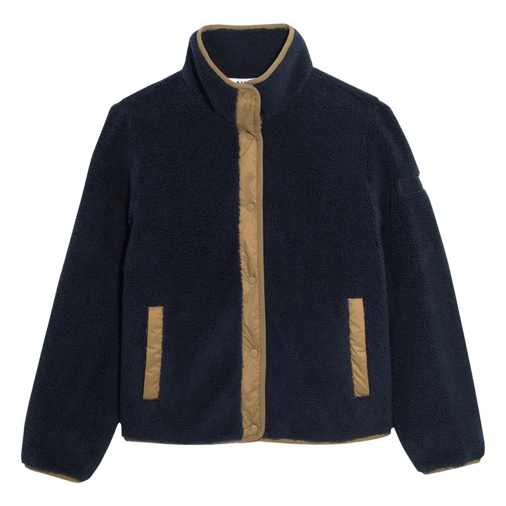 Chaqueta bimaterial Sherpa de fibra reciclada | Azul Marino- Imagen del producto n°0
