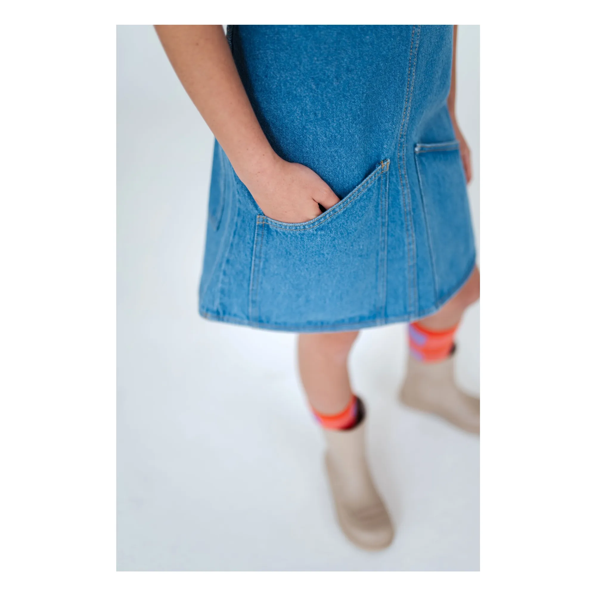 Robe Salopette Coton Bio | Bleu jean- Image produit n°6