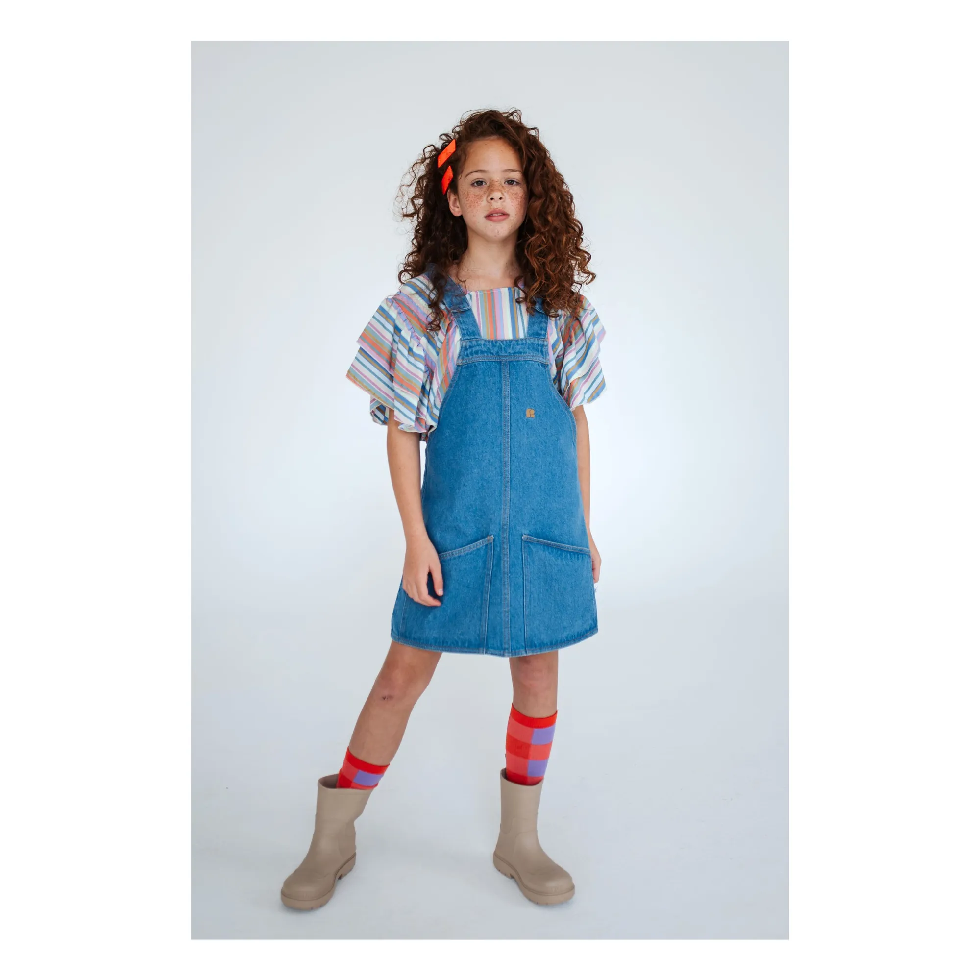 Robe Salopette Coton Bio | Bleu jean- Image produit n°1