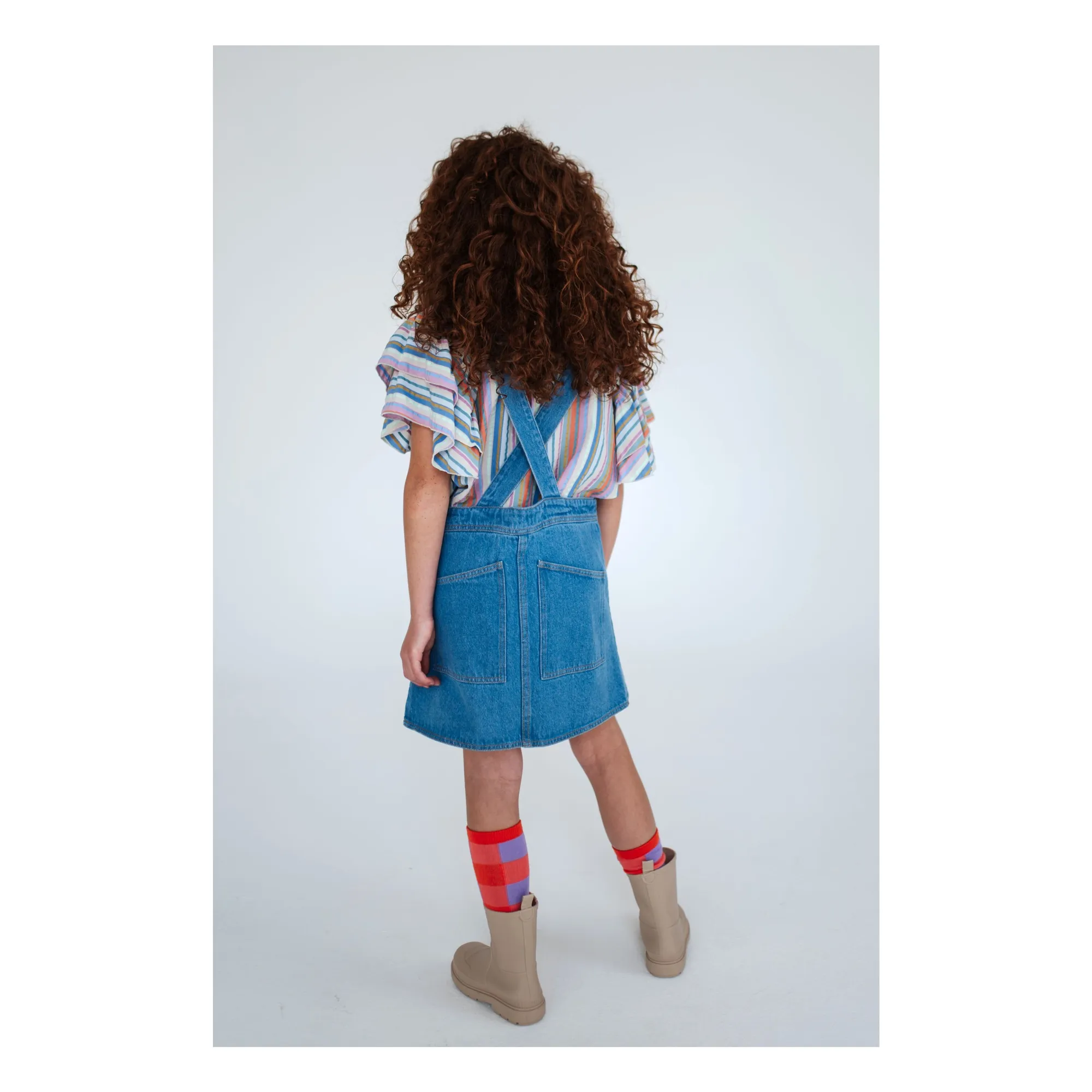 Robe Salopette Coton Bio | Bleu jean- Image produit n°2