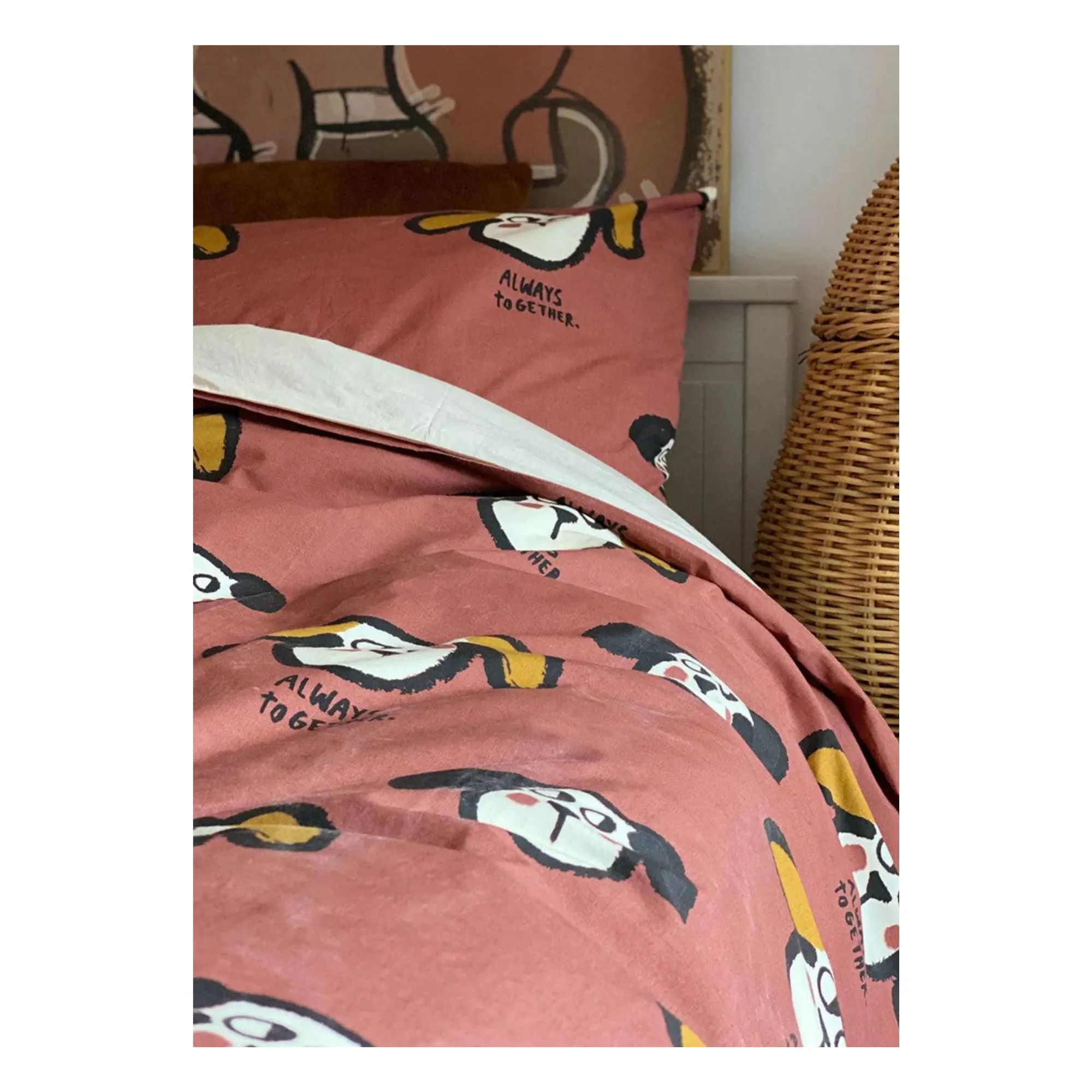 Parure de lit Dog en coton bio | Brique- Image produit n°0