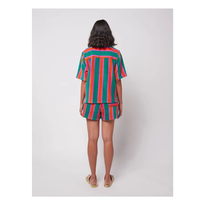 Short Rayures Eponge Coton Bio - Collection Femme | Vert- Image produit n°6