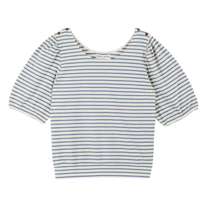 T-shirt Berlioz Rayures Coton Bio | Bleu- Image produit n°0