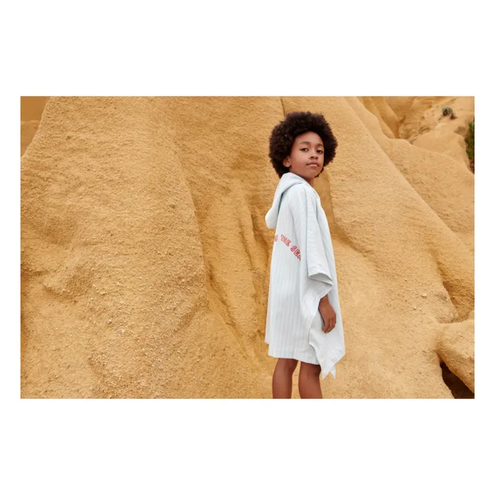 Kaiden Poncho in cotone biologico | Y/D stripe Pure sky/Creme de la creme- Immagine del prodotto n°1