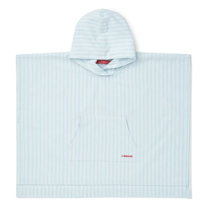 Kaiden Poncho in cotone biologico | Y/D stripe Pure sky/Creme de la creme- Immagine del prodotto n°0