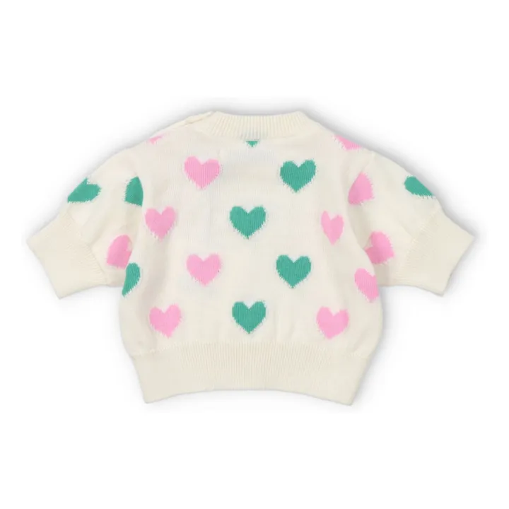 Oia Organic Cotton Short Sleeve Sweater Hearts | Ecru- Product image n°2