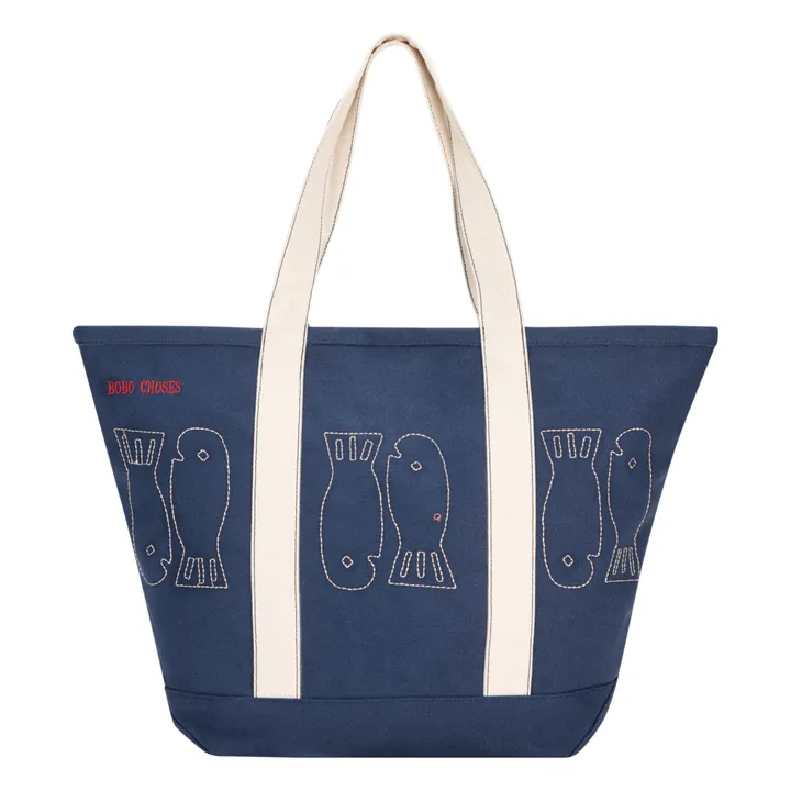 Cabas Lucky Fish Coton Bio - Collection Femme | Bleu marine- Image produit n°0
